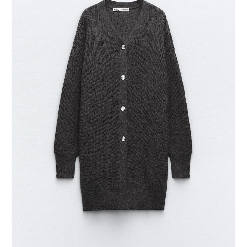 Zara Charcoal Button-Up Cardigan